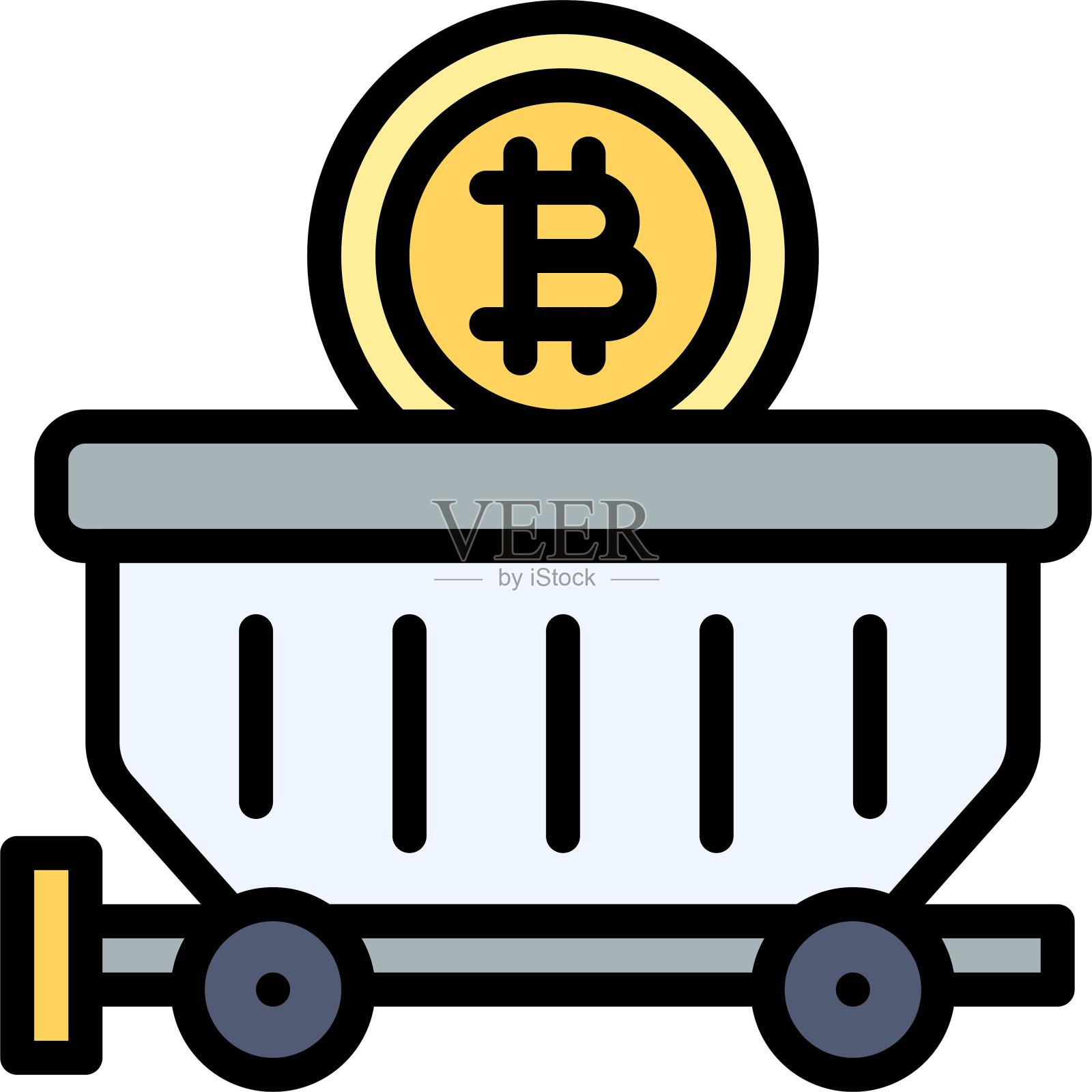 矿车图标，加密货币相关矢量插画图片素材