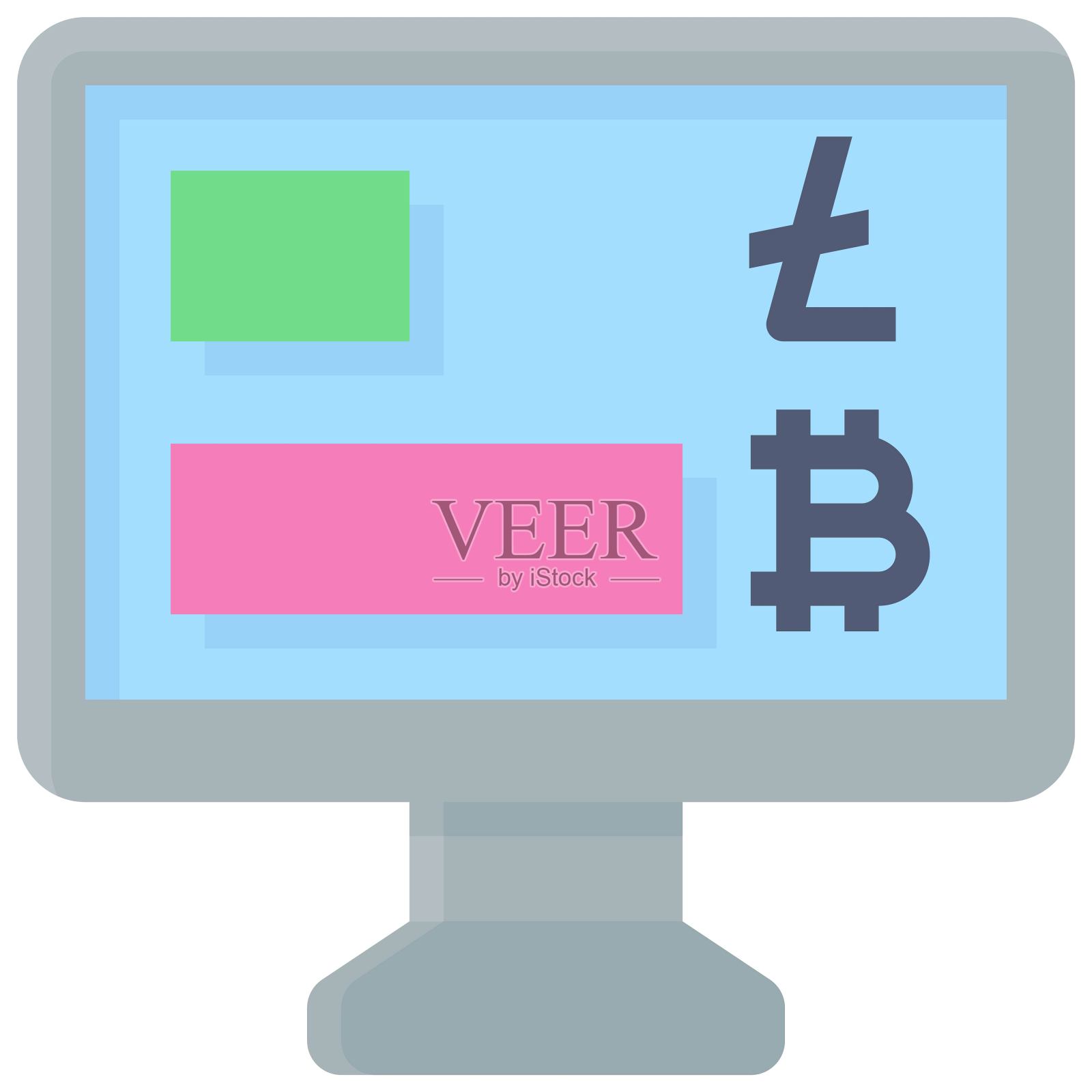 图表图标，加密货币相关矢量插画图片素材