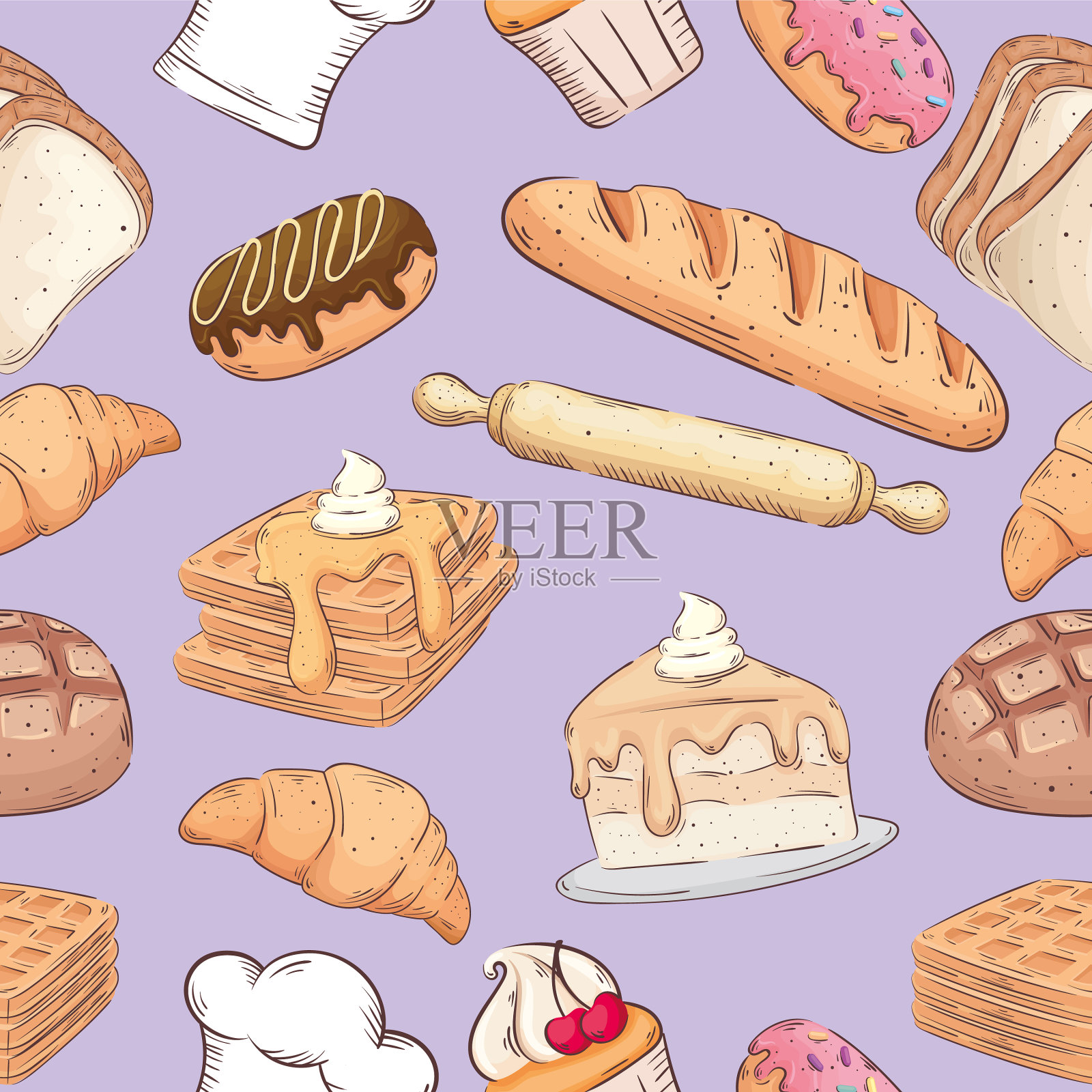 面包店图标图案背景插画图片素材