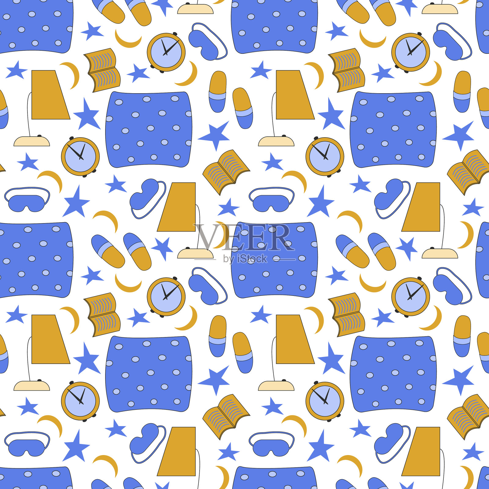 卧室图标无缝配图案插画图片素材