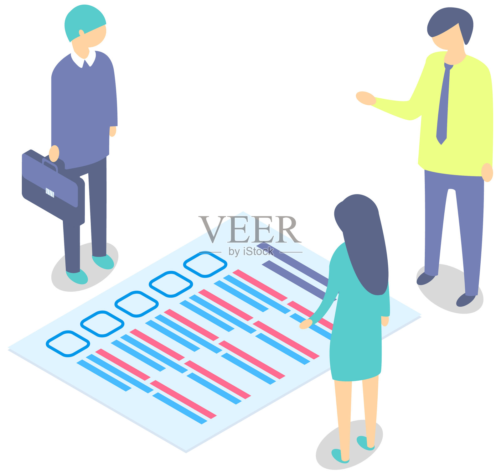 员工看测试考试文件商人设计元素图片