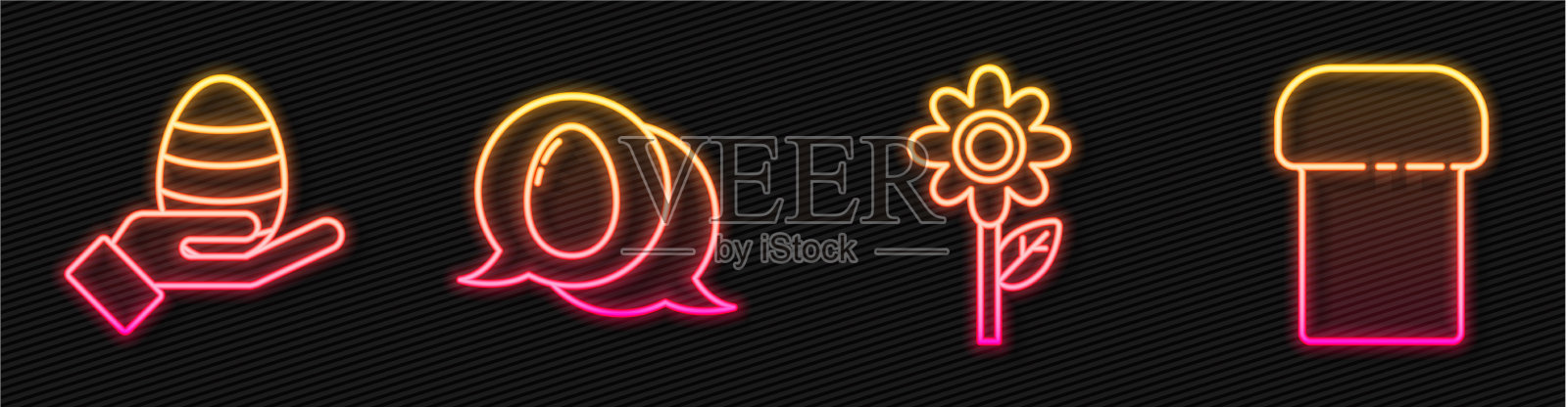 套线花人手和复活节彩蛋语插画图片素材