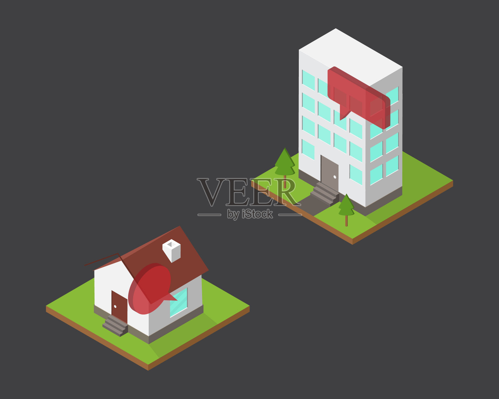 混合工作与员工工作从办公室和工作从家里矢量插画图片素材