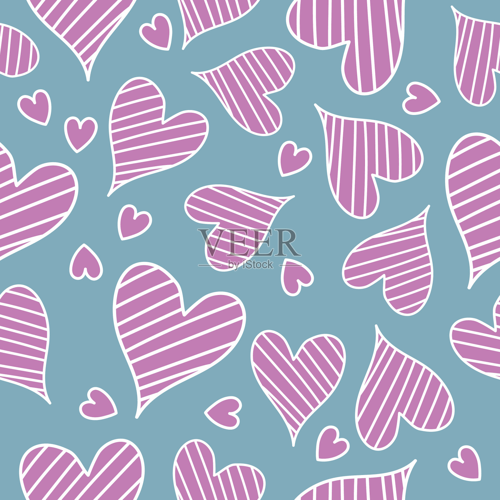 无缝背景与心形插画图片素材