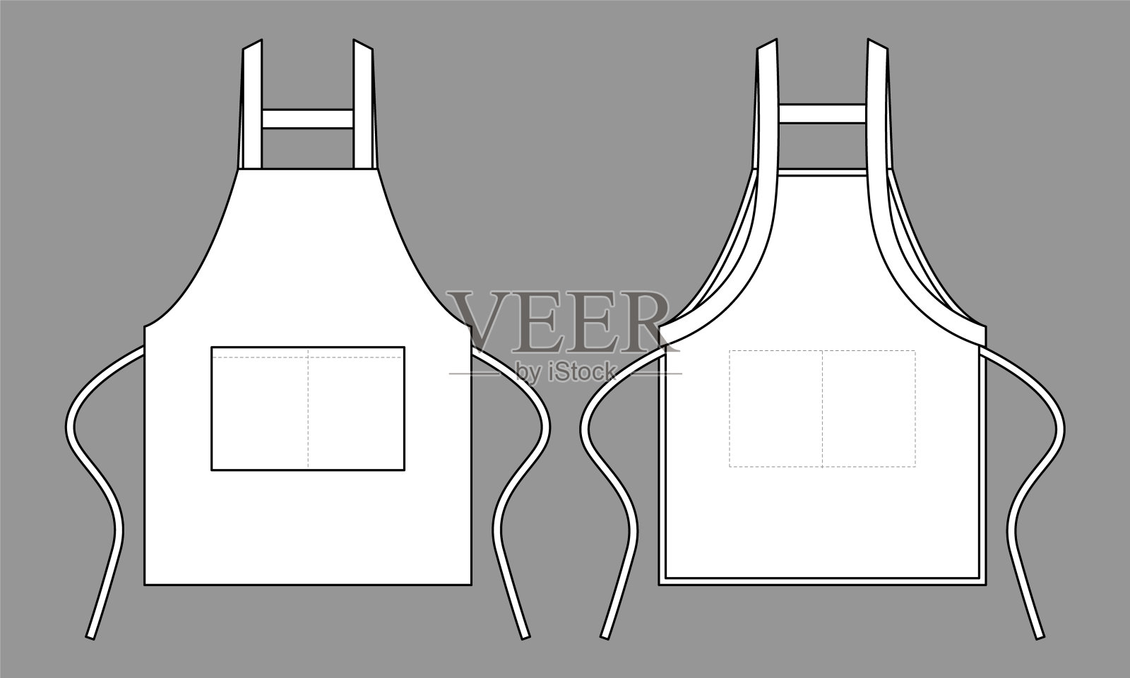 灰色背景上带有h风格模板向量的白色围裙。插画图片素材