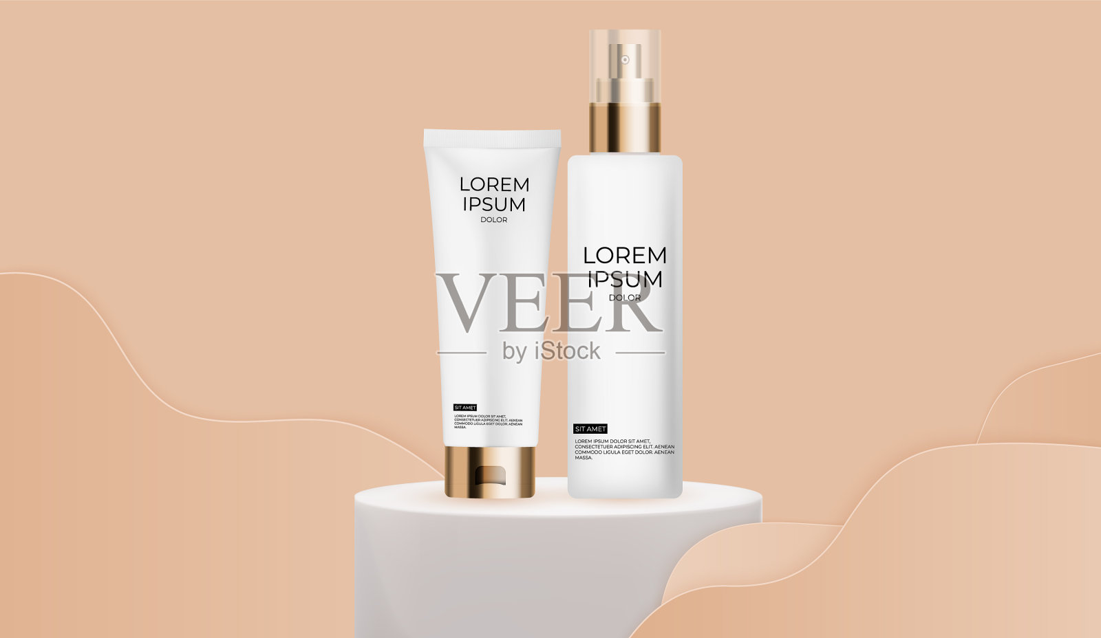 3d现实奶油瓶设置蜡笔设计设计模板素材