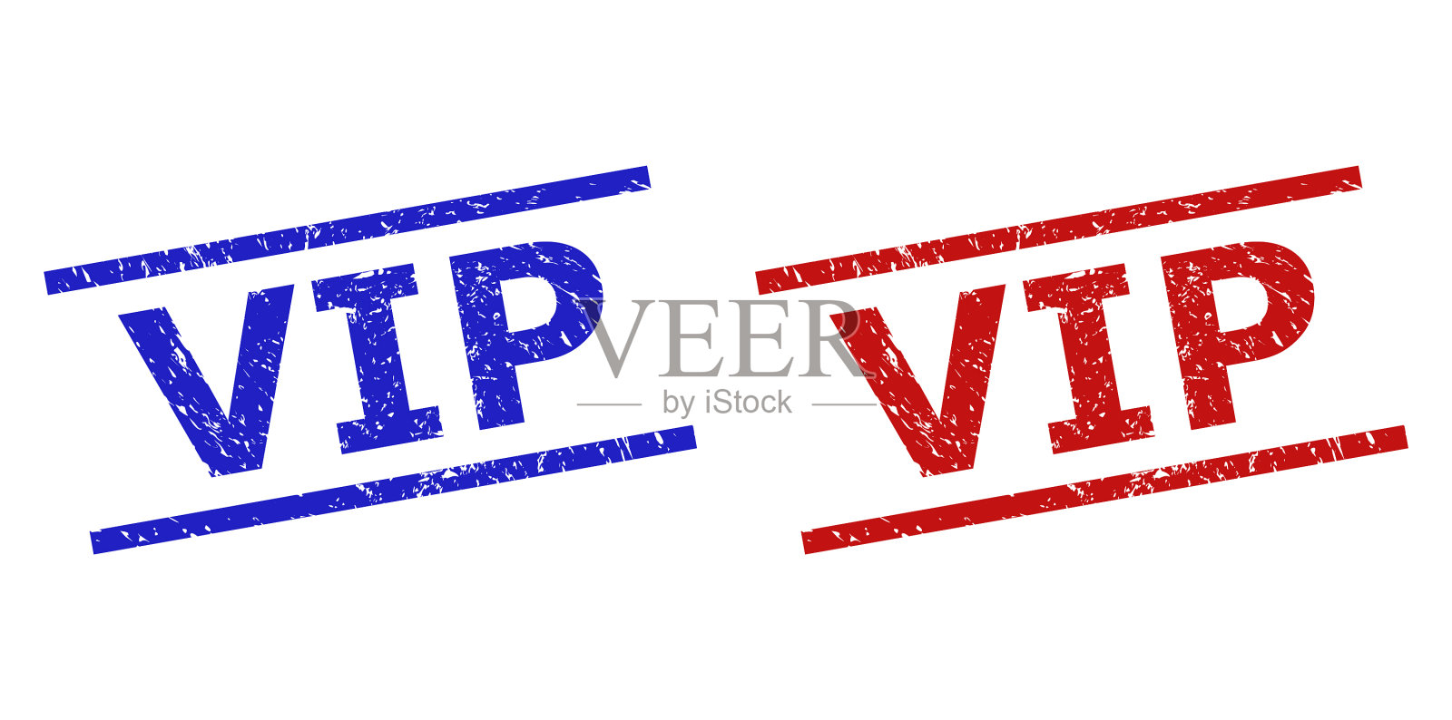 VIP邮票密封与腐蚀纹理平行插画图片素材