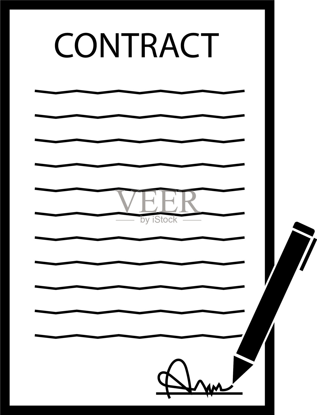 白色背景上的合同签字图标插画图片素材