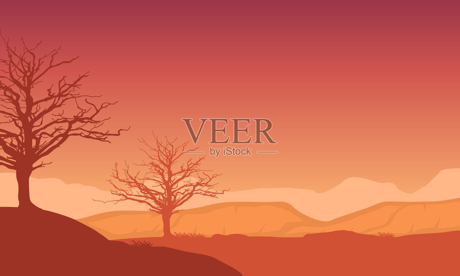 美丽的景色，下午的天空在黄昏插画图片素材