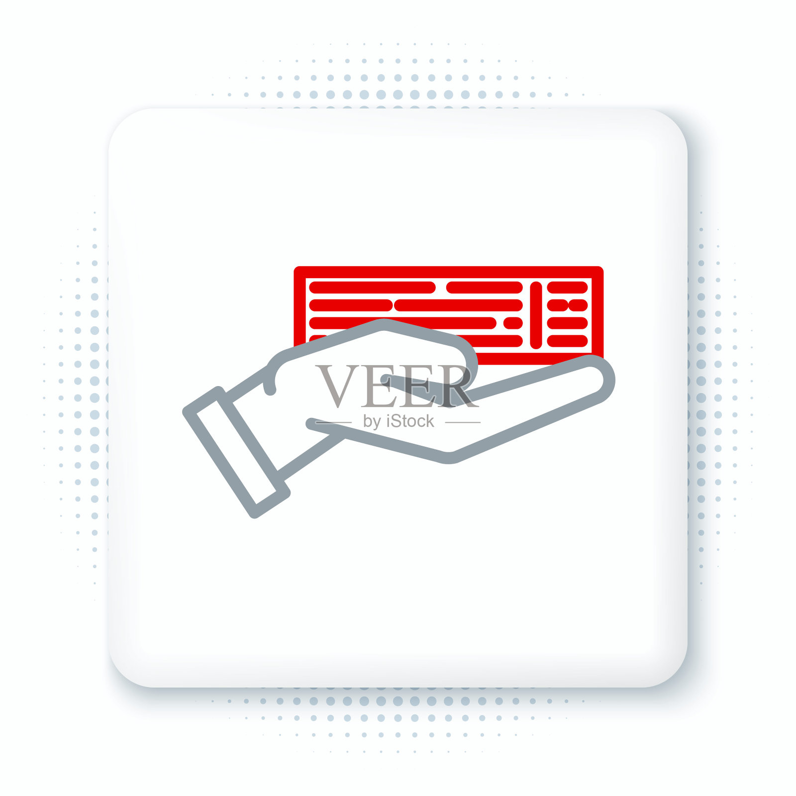 在白色背景上孤立的扑克牌图标的手持甲板。赌场赌博。色彩斑斓的轮廓的概念。向量插画图片素材