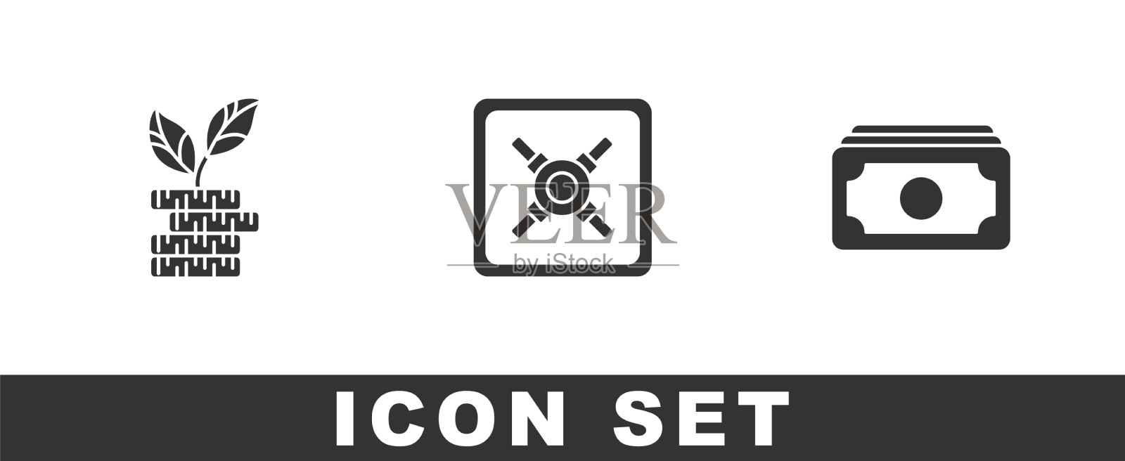 把钱放在安全的地方，堆上现金图标素材