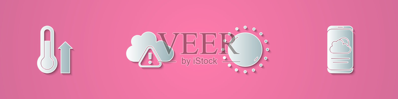 集剪纸气象温度计风暴插画图片素材