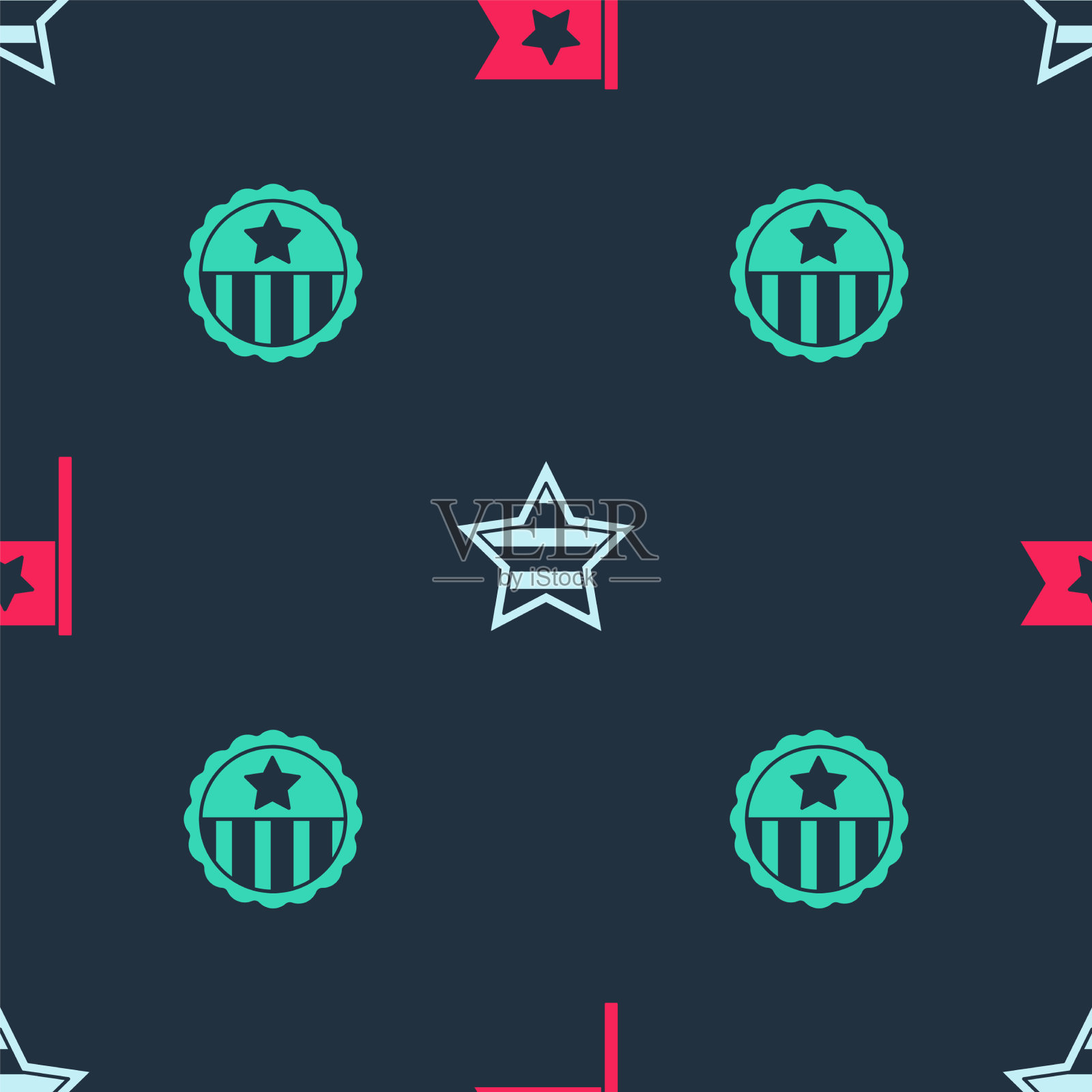 设置美国国旗、独立日和奖章图标素材