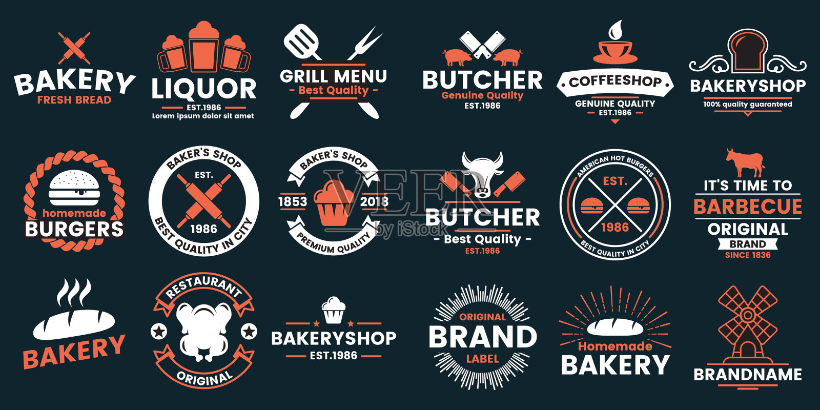 复古复古的旗帜标志插画图片素材