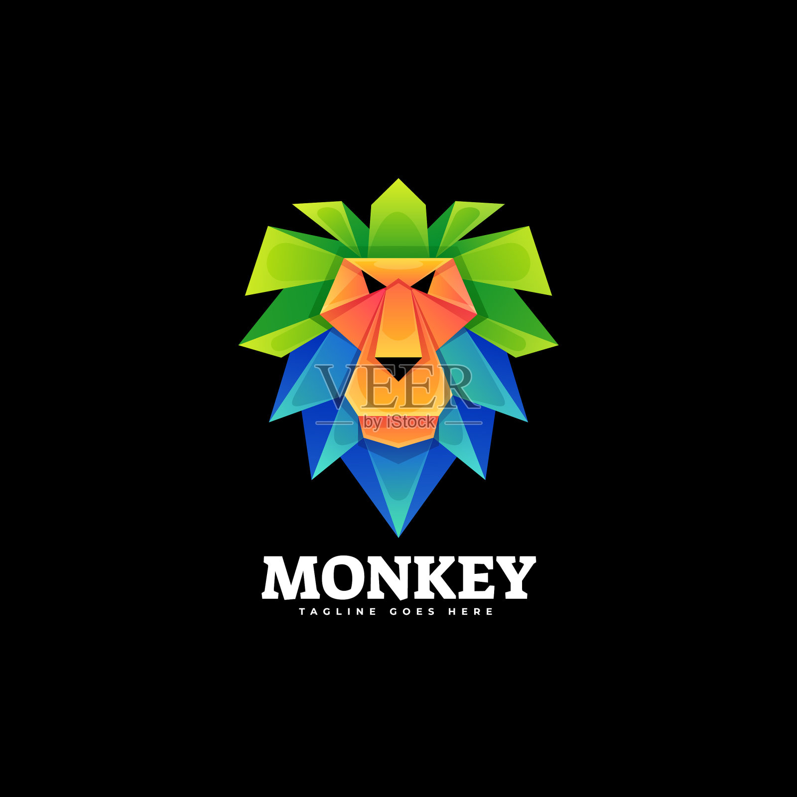 标志猴子渐变色彩风格插画图片素材