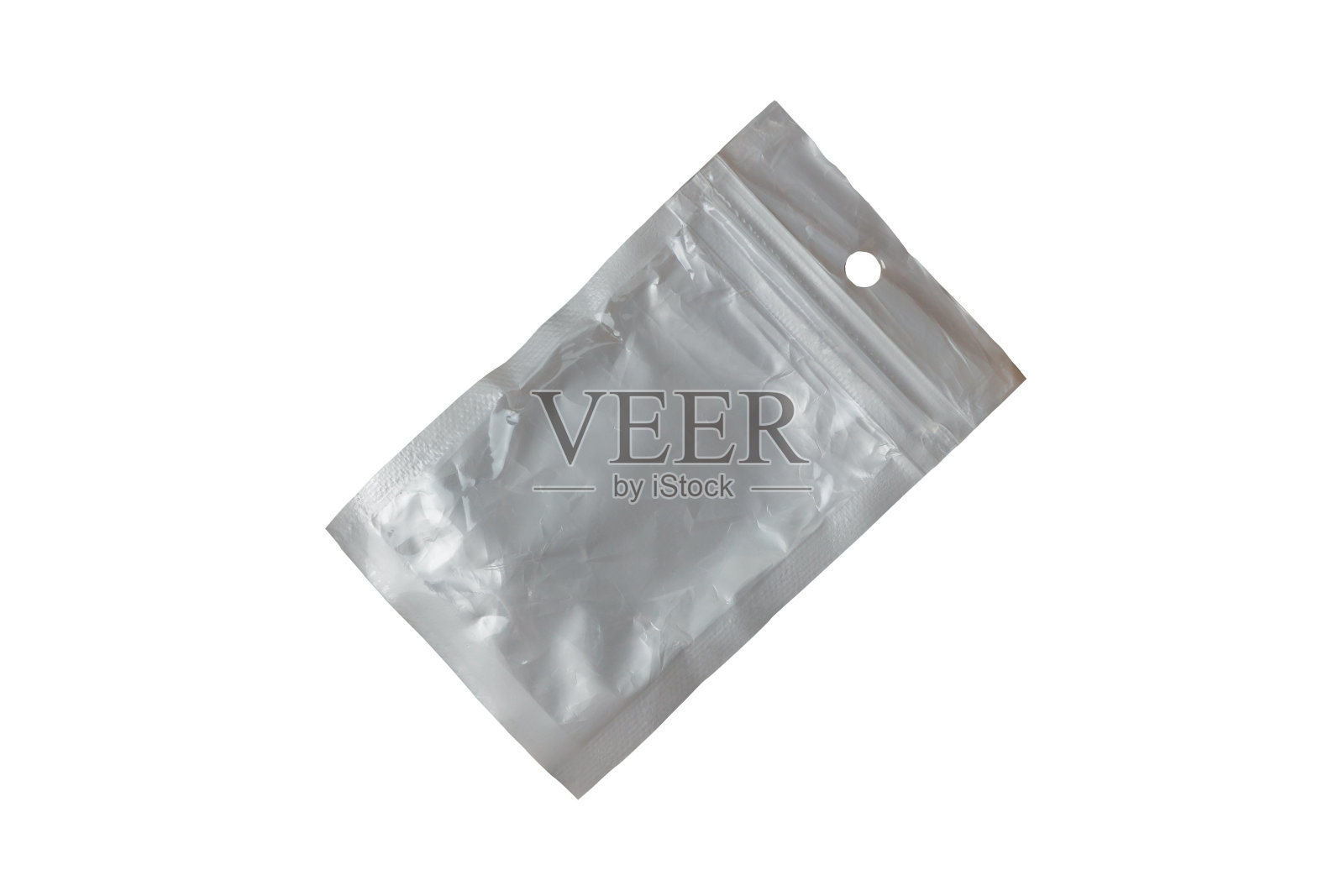 小皱巴巴的银塑料拉链锁袋照片摄影图片