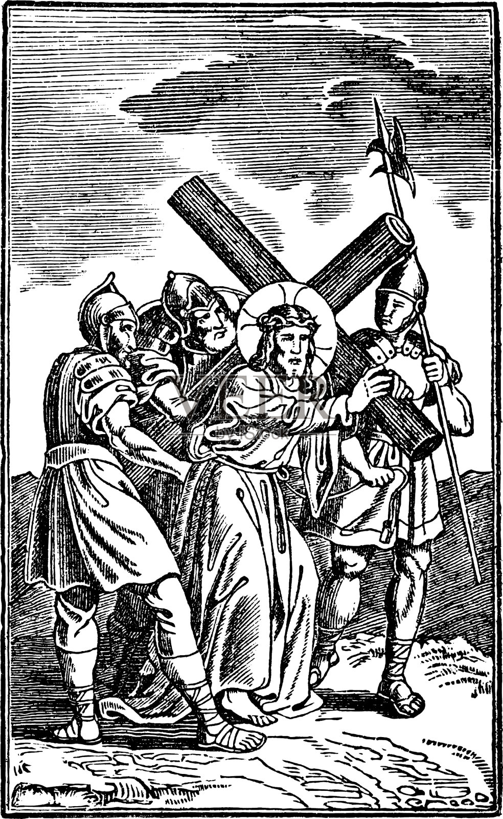 古董宗教圣经画或插画图片素材