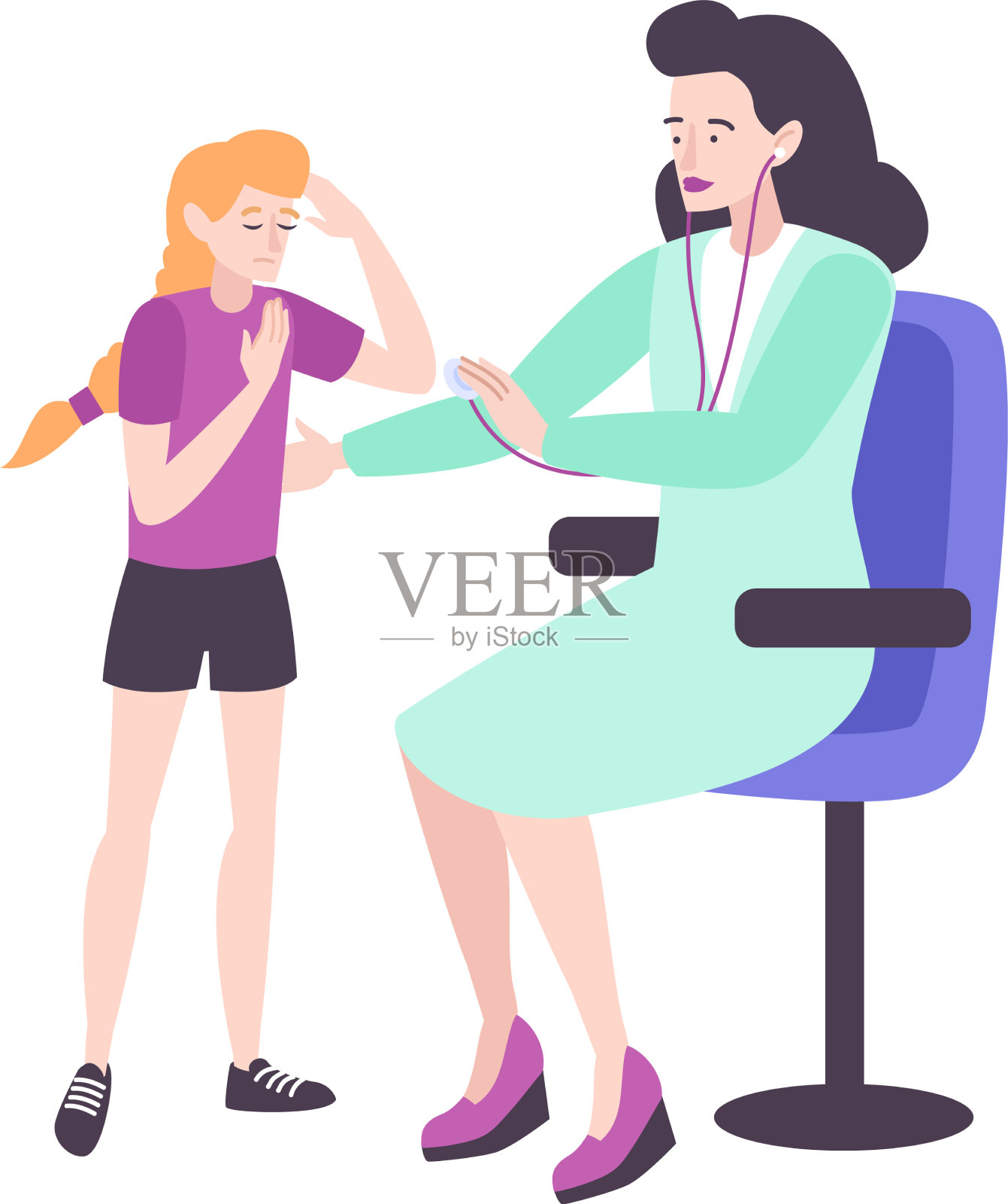 青少年儿科体检组成设计元素图片