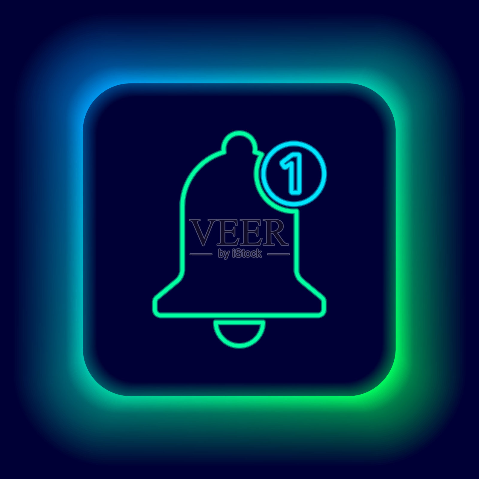 发光的霓虹灯线钟图标孤立在黑色图标素材