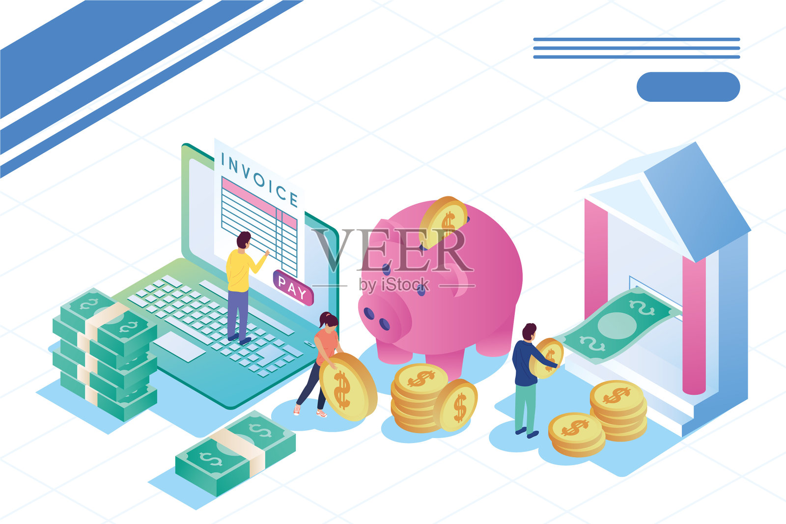 人们和金钱插画图片素材