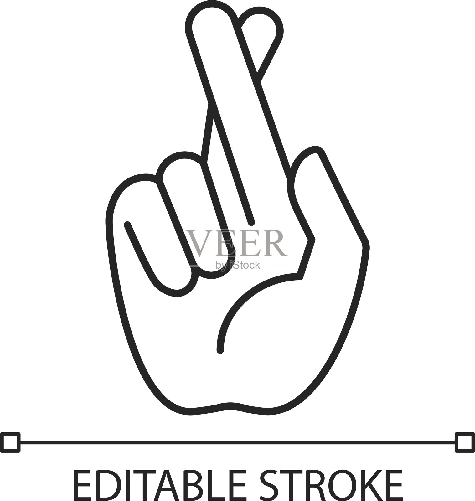 交叉手指线性图标插画图片素材