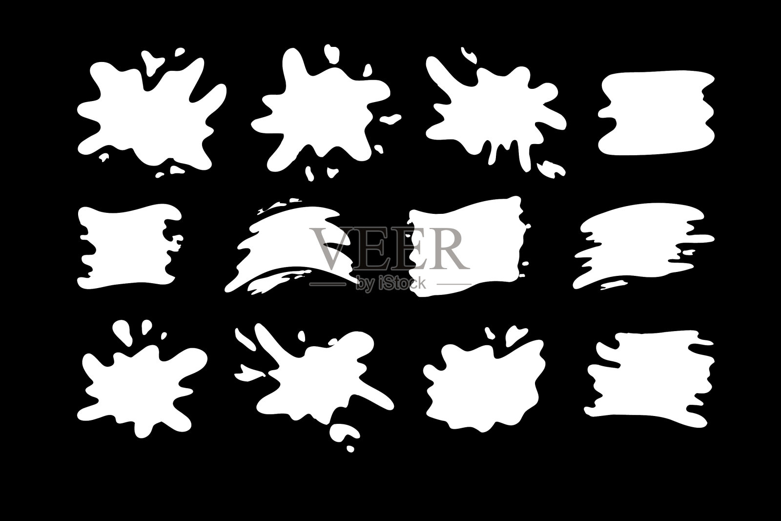 手绘斑点元素墨水颜料飞溅污渍插画图片素材