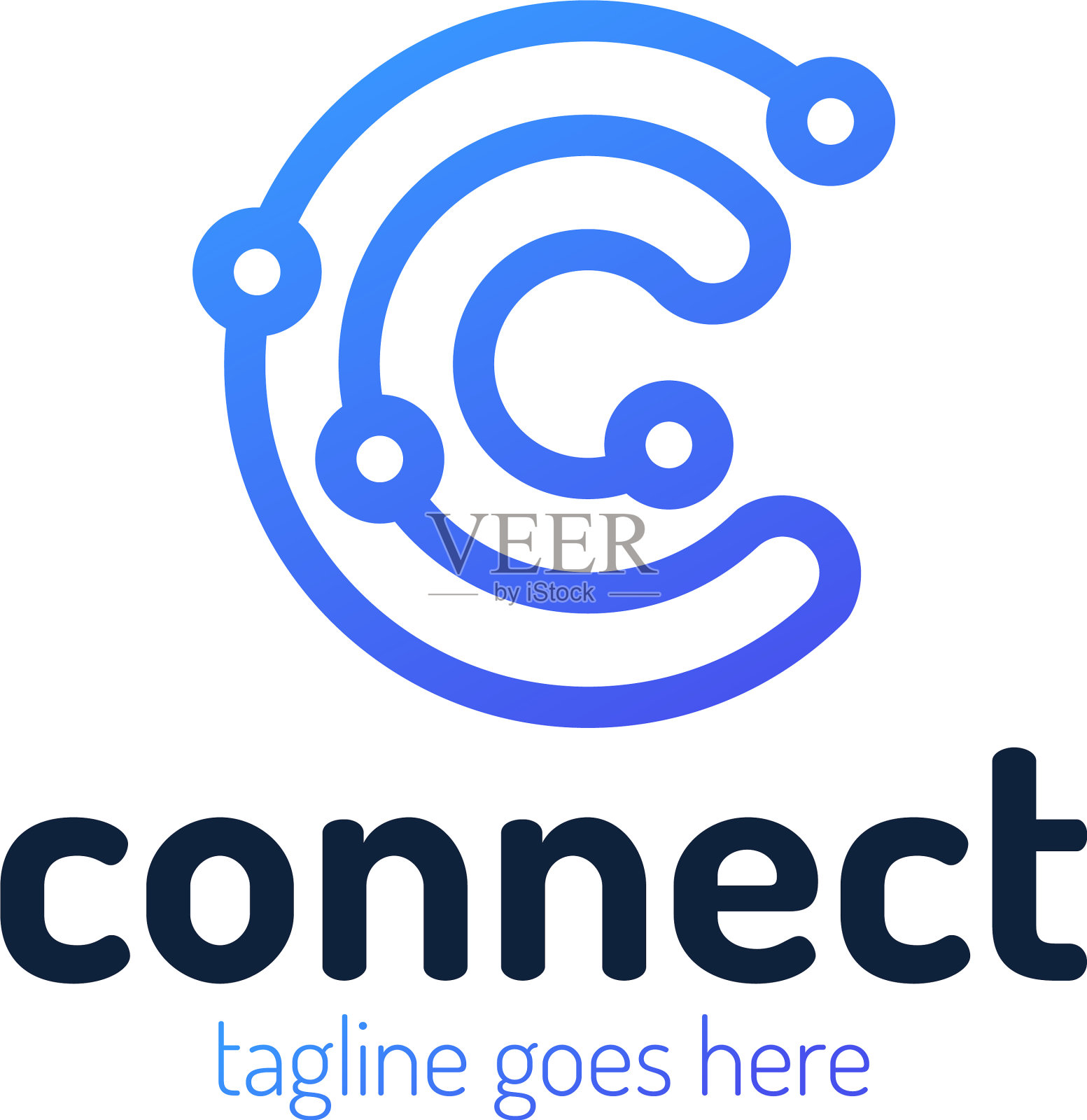 标志首字母c连接圆符号插画图片素材