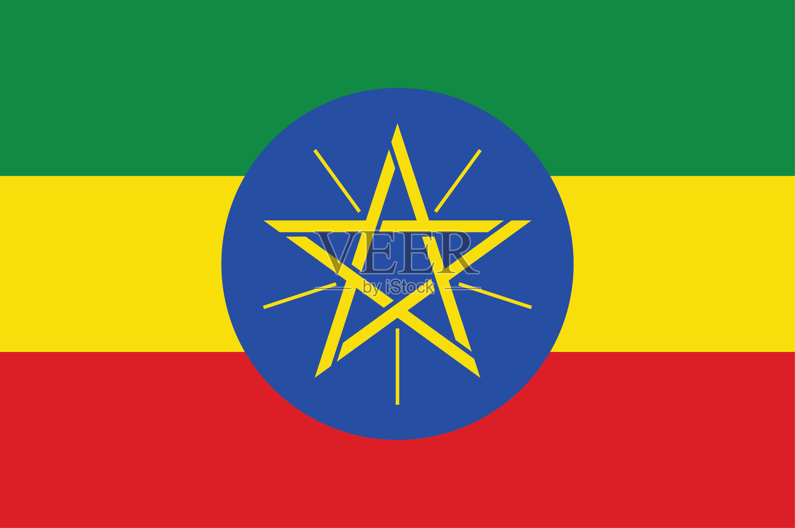 埃塞俄比亚国旗，官方颜色和比例正确。埃塞俄比亚国家国旗。矢量插图。EPS10。埃塞俄比亚旗帜矢量图标，简单，平面设计的网页或移动应用程序。插画图片素材
