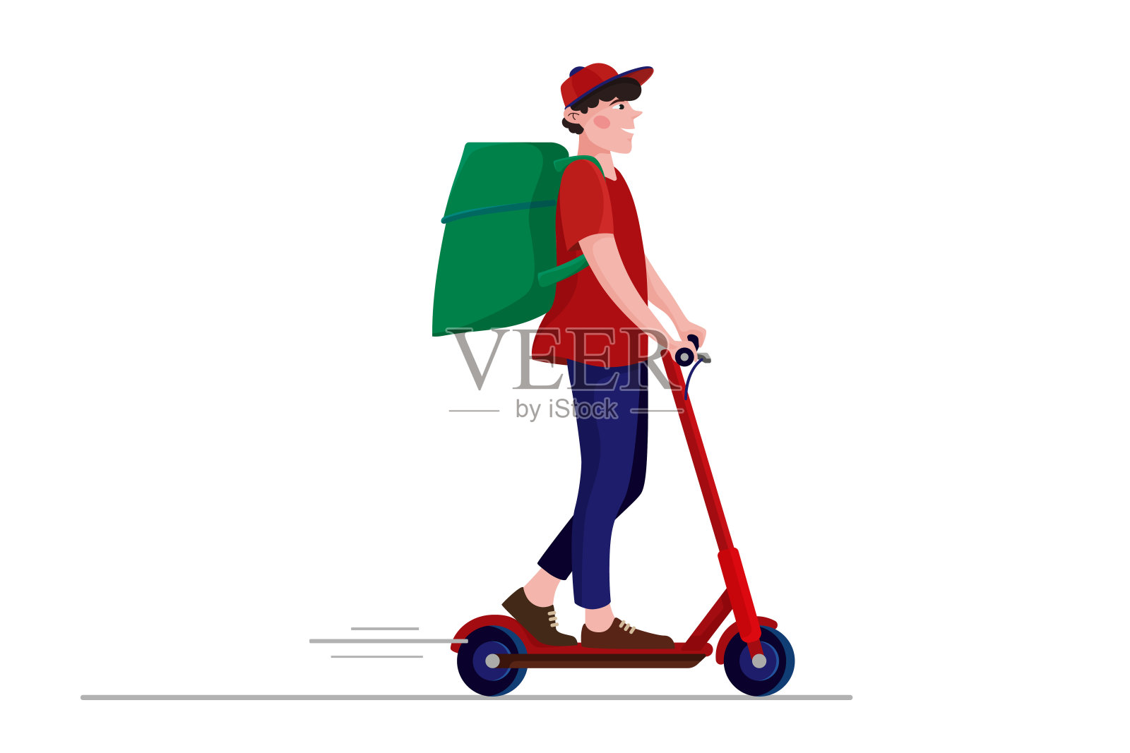 骑摩托车的快递员插画图片素材