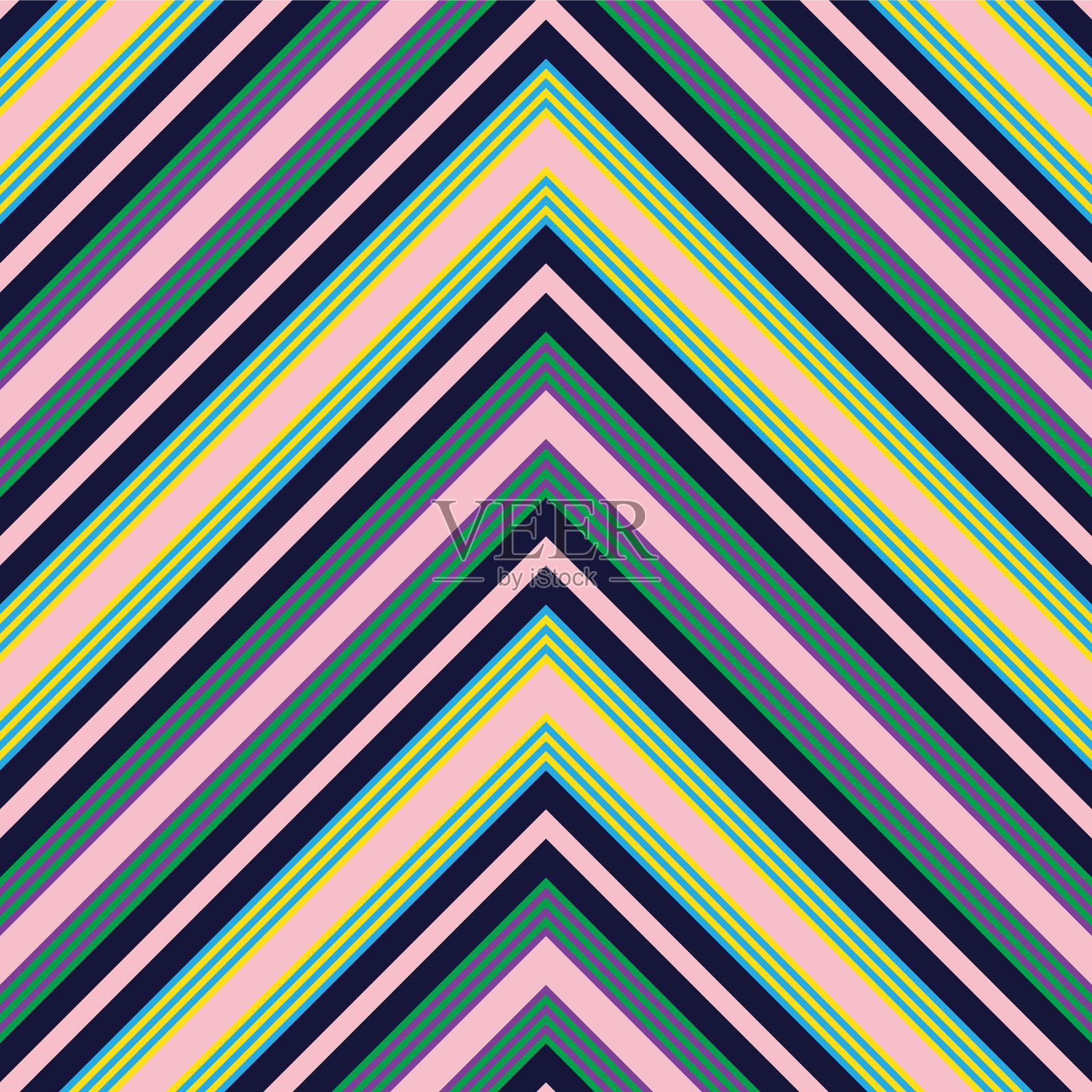 彩虹人字形斜条纹无缝图案插画图片素材