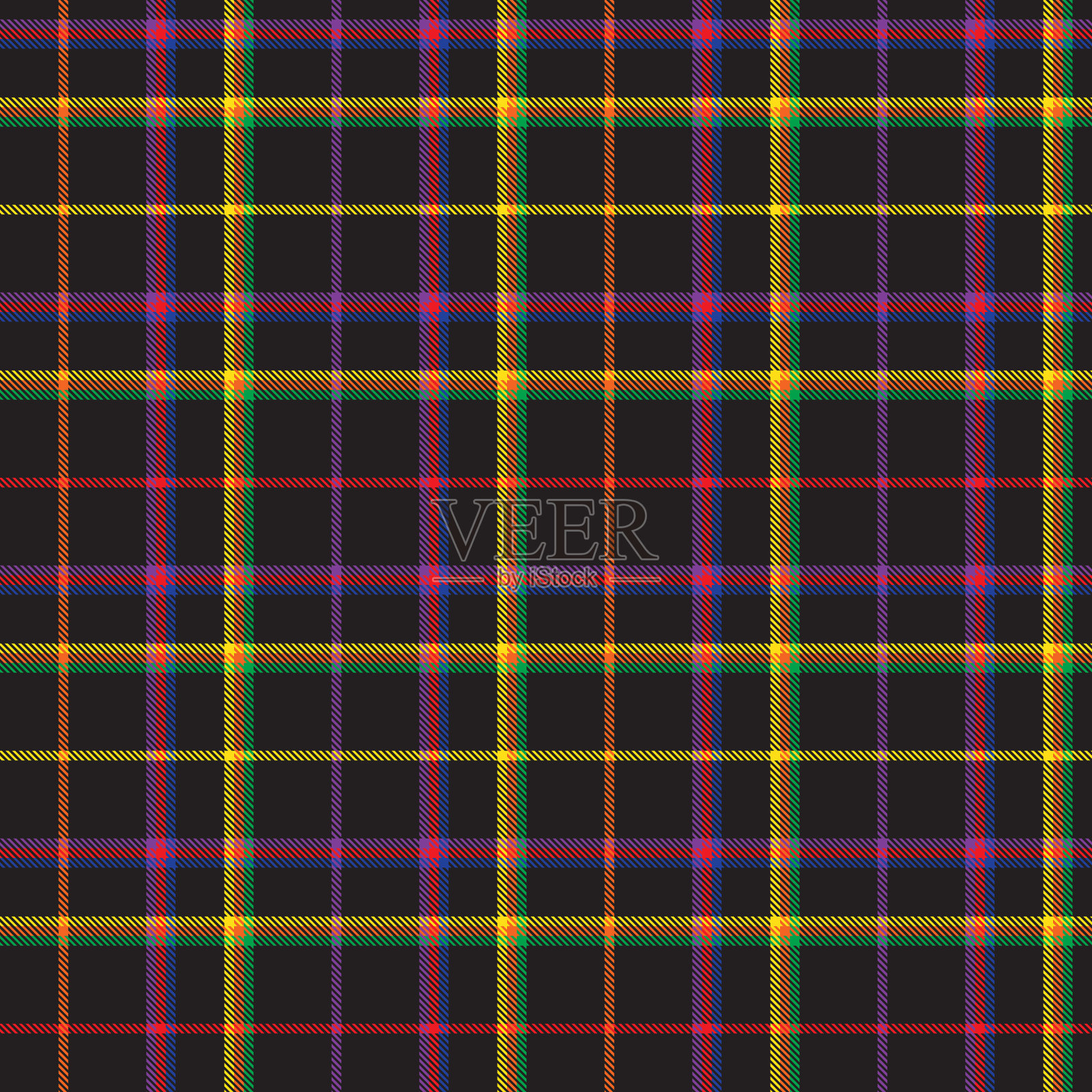 彩虹格子呢格子无缝图案插画图片素材