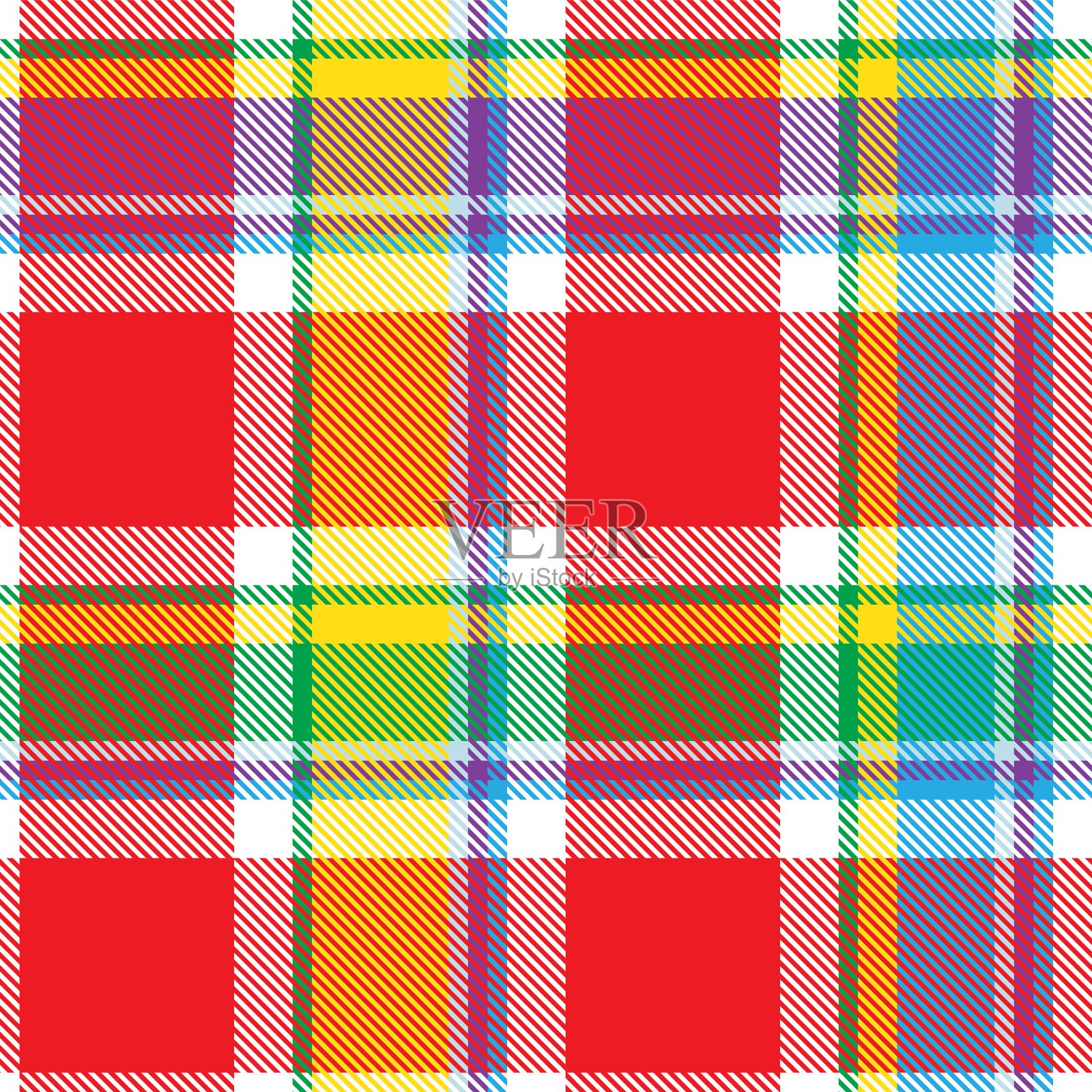 彩虹格子呢格子无缝图案插画图片素材