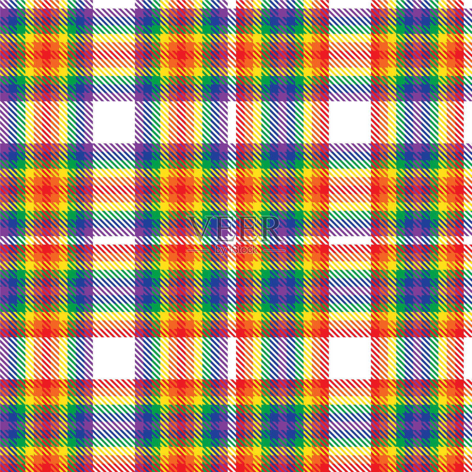 彩虹格子呢格子无缝图案插画图片素材