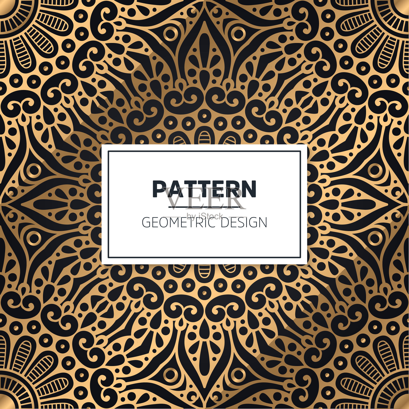 曼陀罗黄金无缝花纹豪华插画图片素材