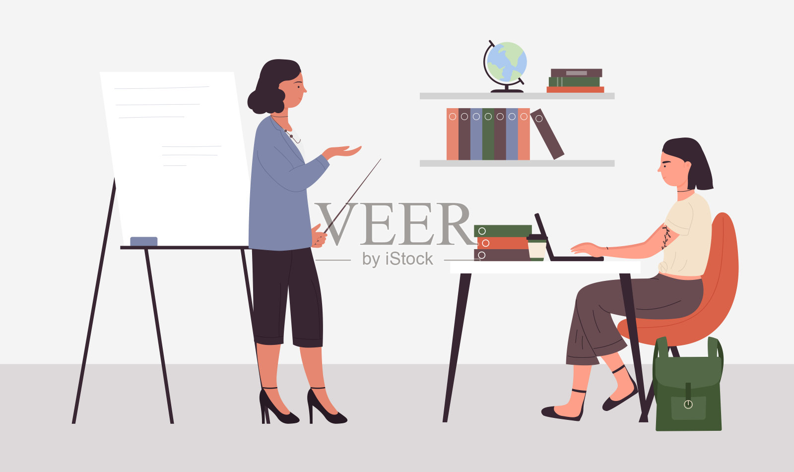 教师和学生在课堂上，学习过程，课堂上的教训在学校，大学插画图片素材