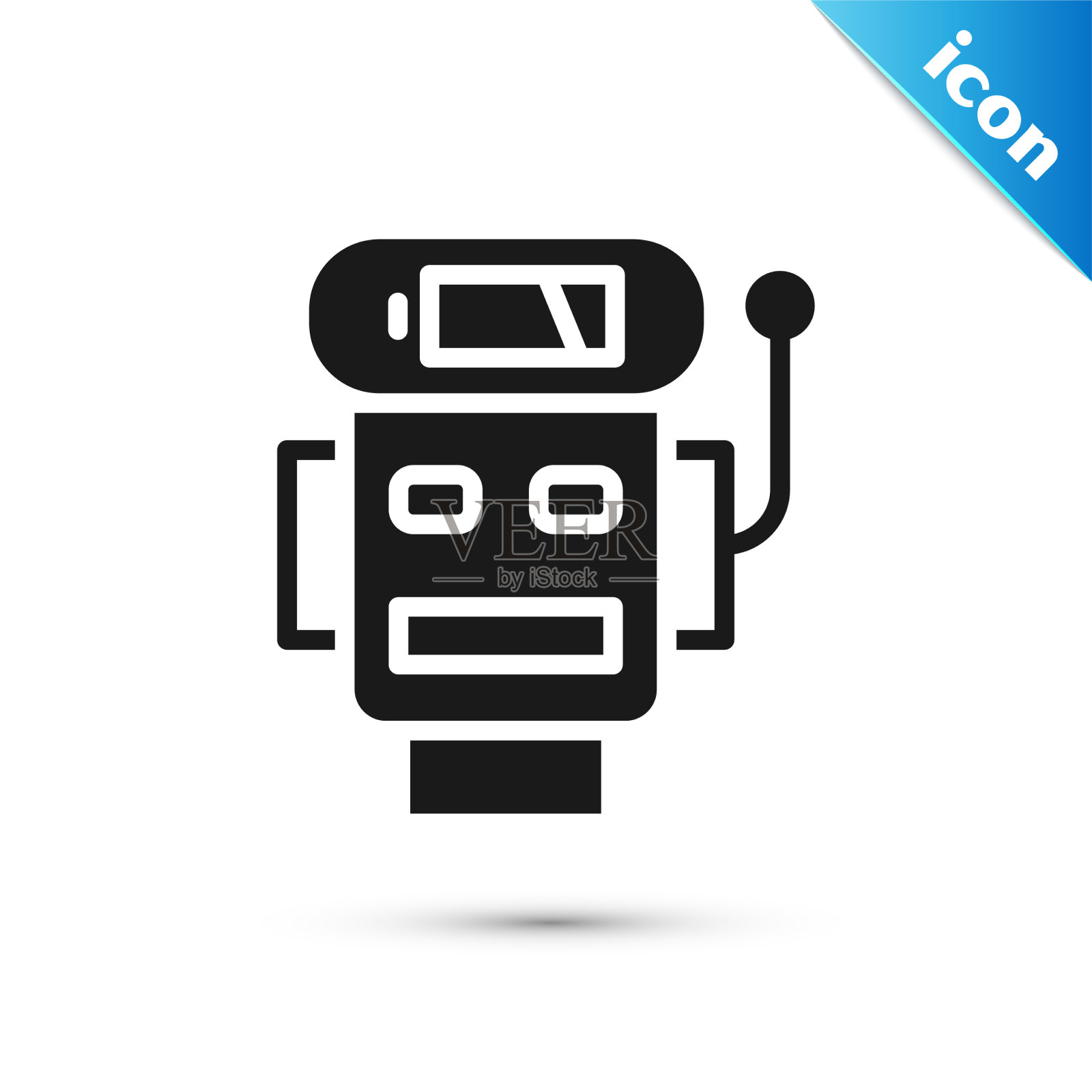 灰色机器人电池电量不足图标隔离图标素材