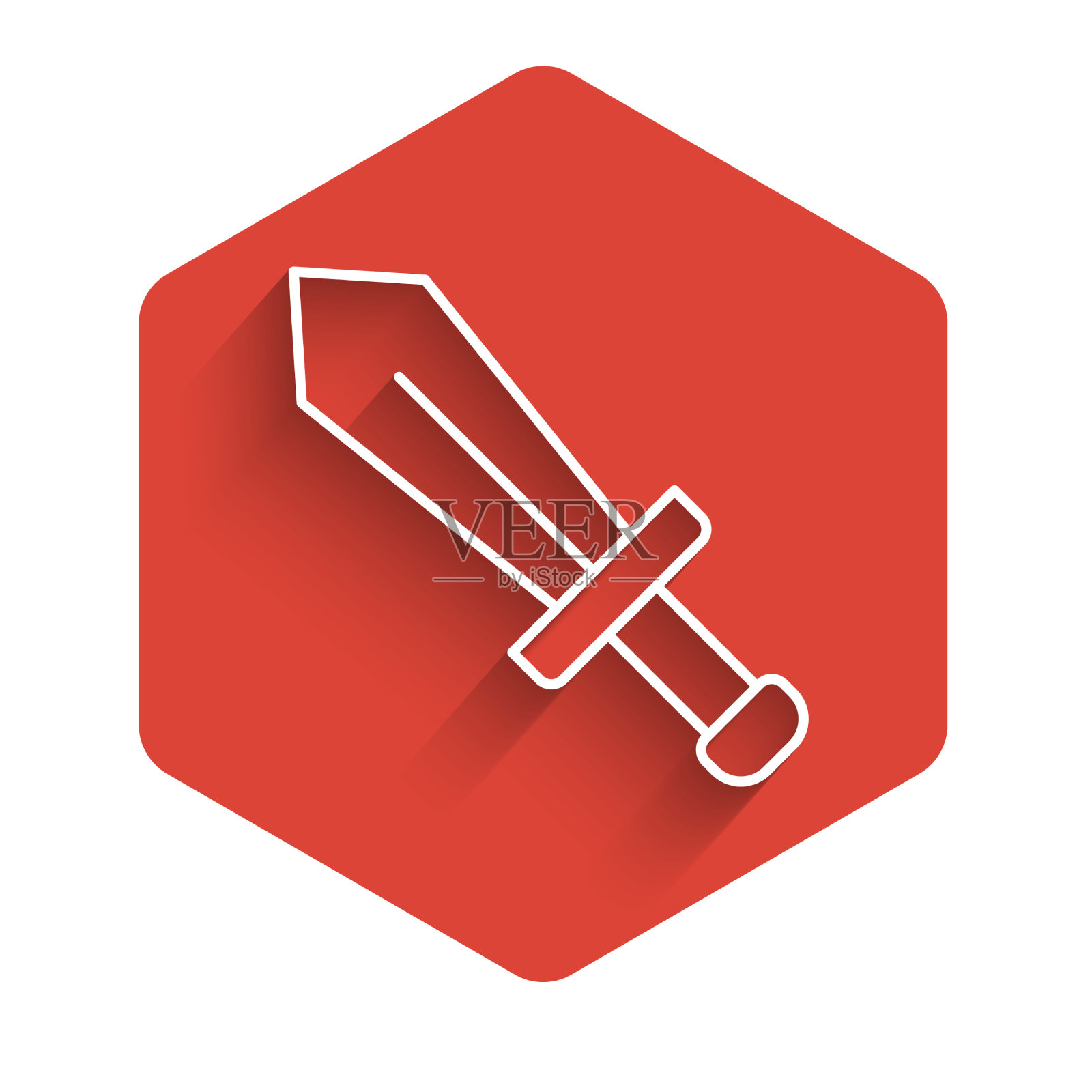 白线剑为游戏图标隔离用长插画图片素材