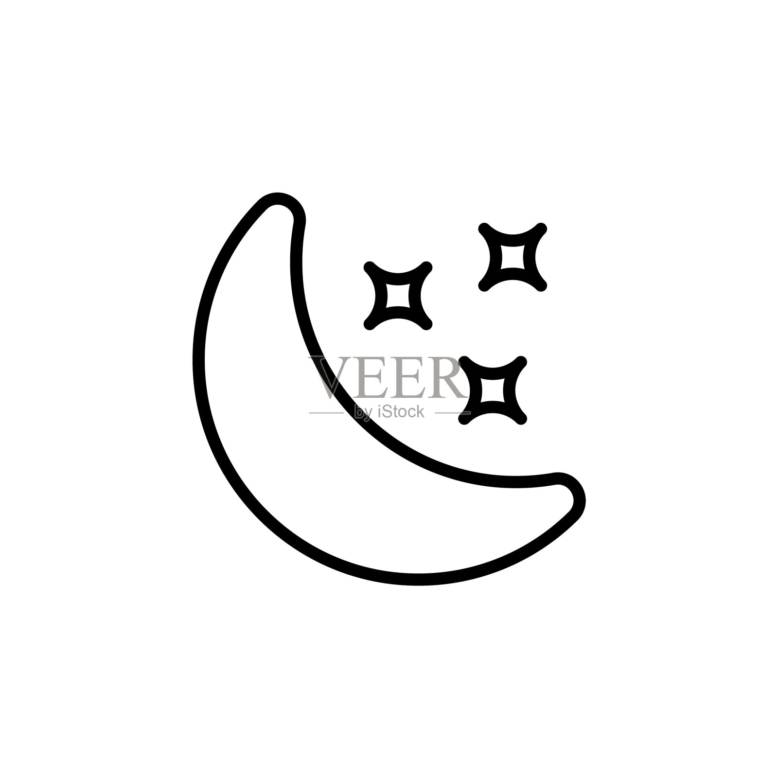 星夜图标在标志型插画图片素材