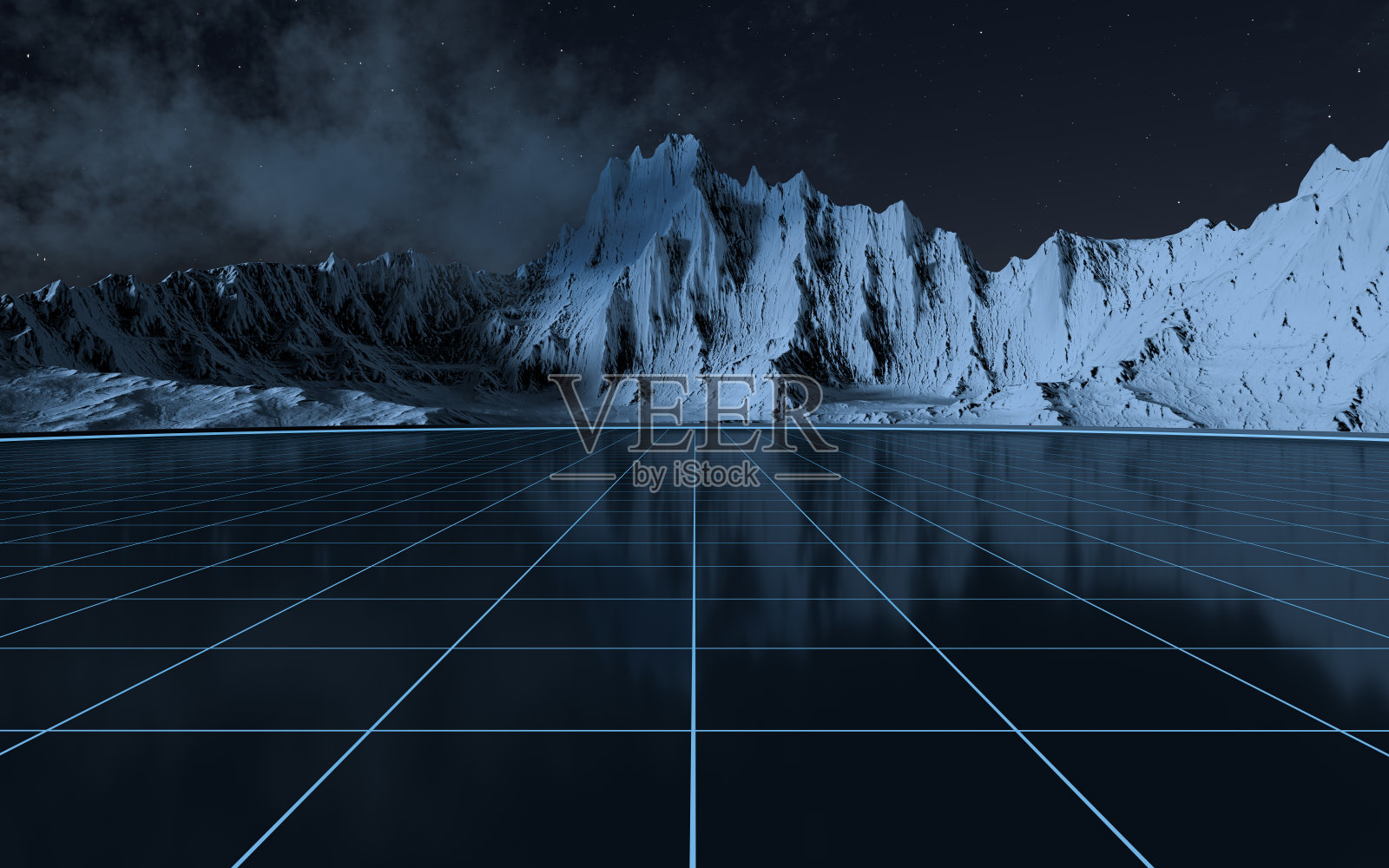 雪山与空旷地面背景3D渲染照片摄影图片