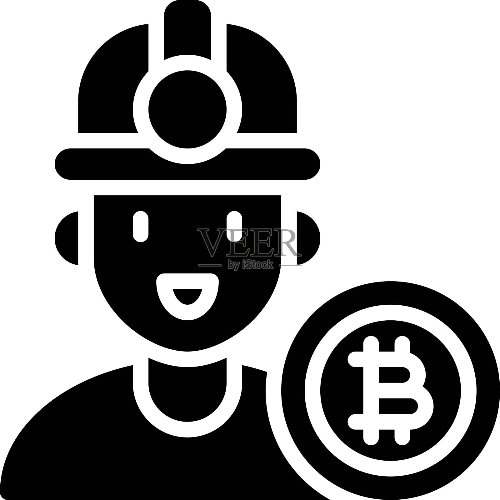 比特币矿工图标，加密货币相关向量插画图片素材