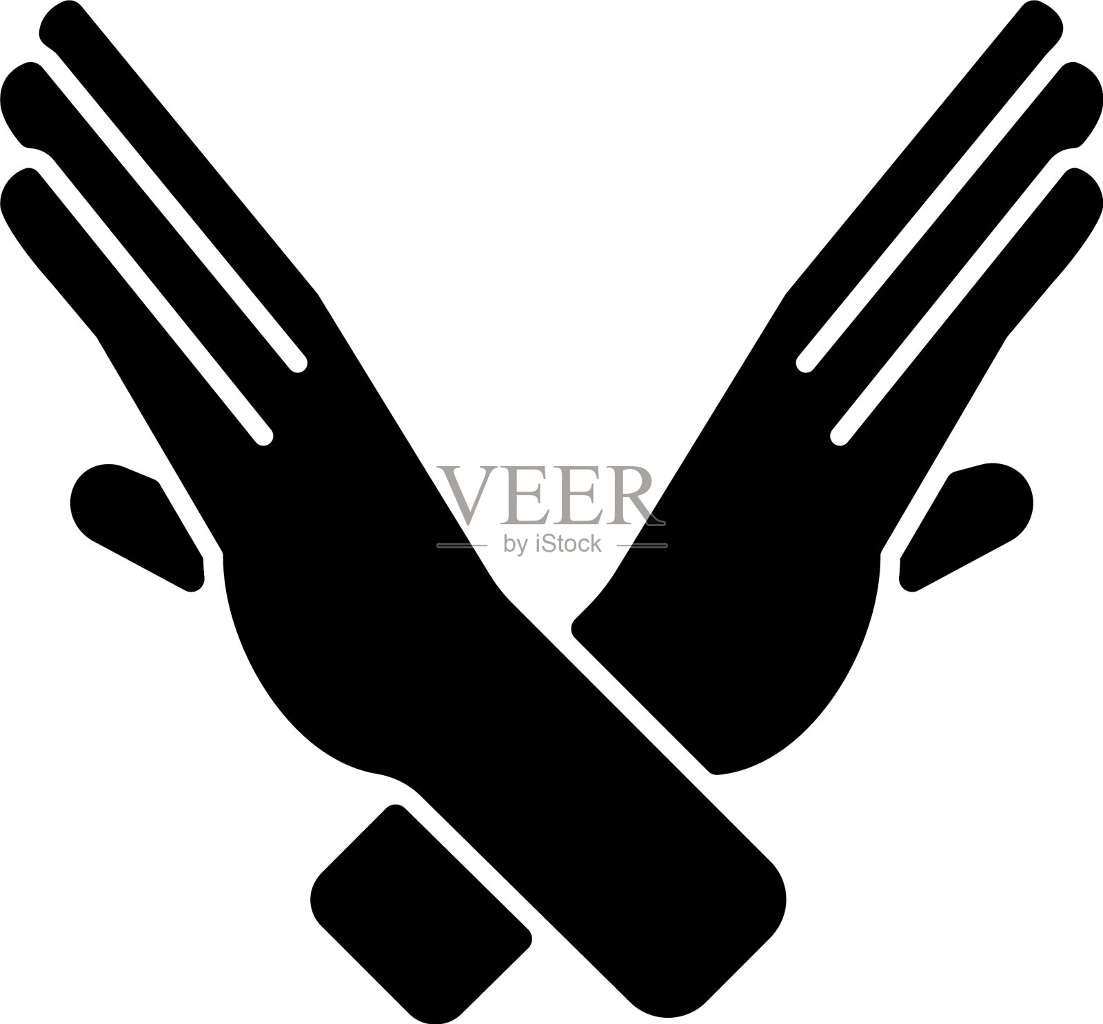 交叉双臂停止手势黑色字形图标设计元素图片