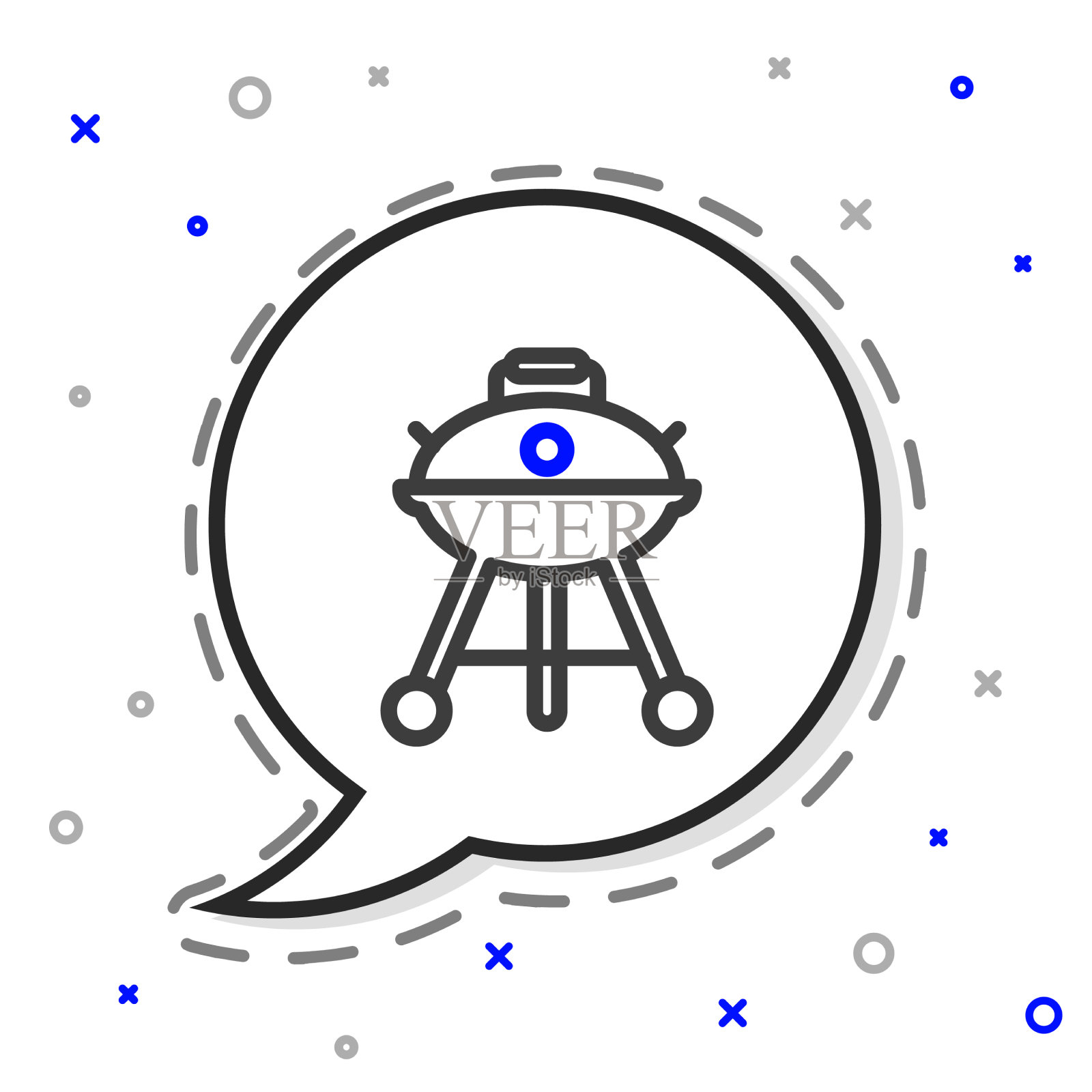 线烧烤架图标孤立在白色插画图片素材