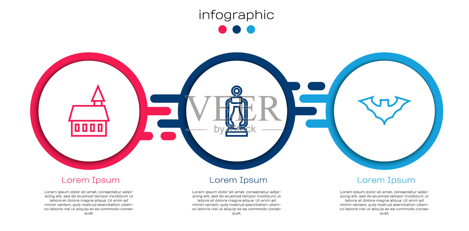 设置线城堡露营灯和飞行蝙蝠插画图片素材