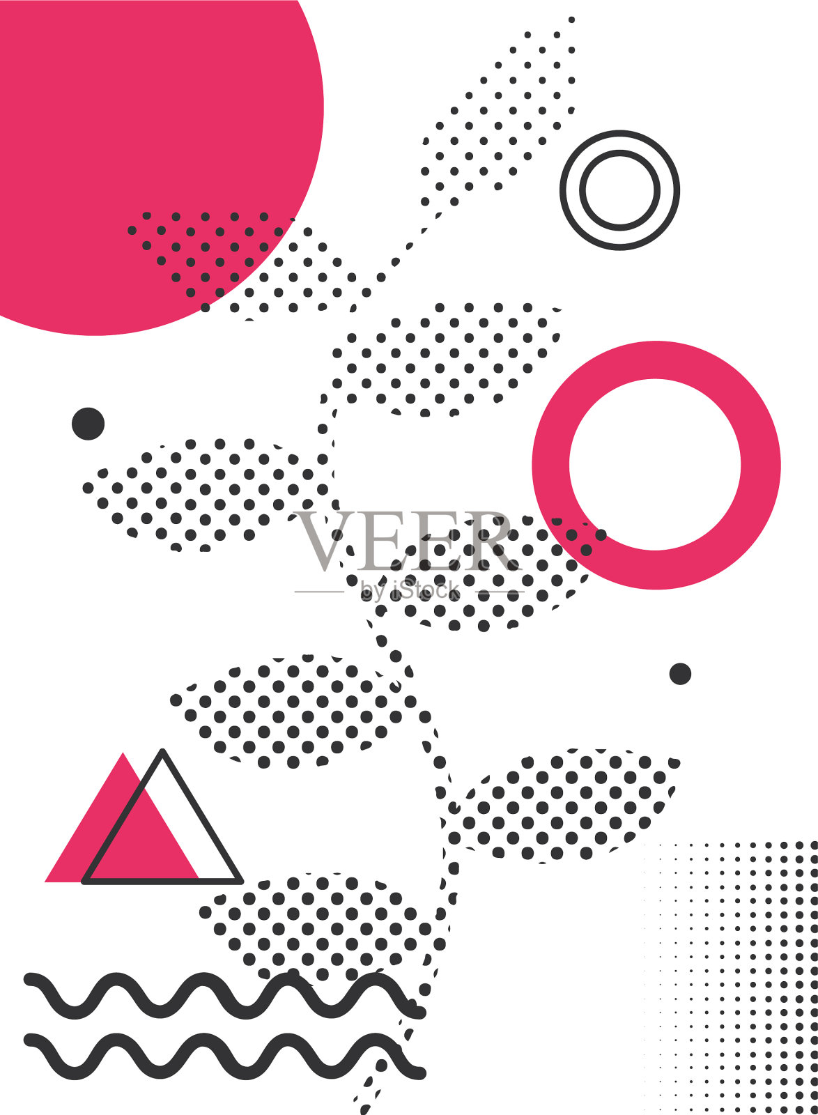 几何并列花插画图片素材