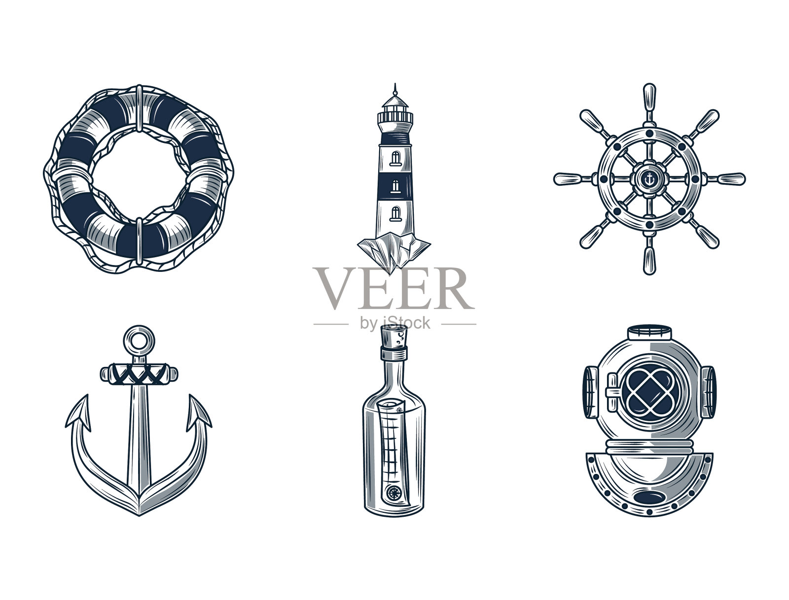 航海图标示意图插画图片素材