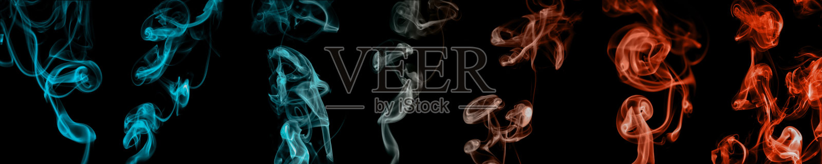 旋转运动的橙色蓝色烟雾群照片摄影图片