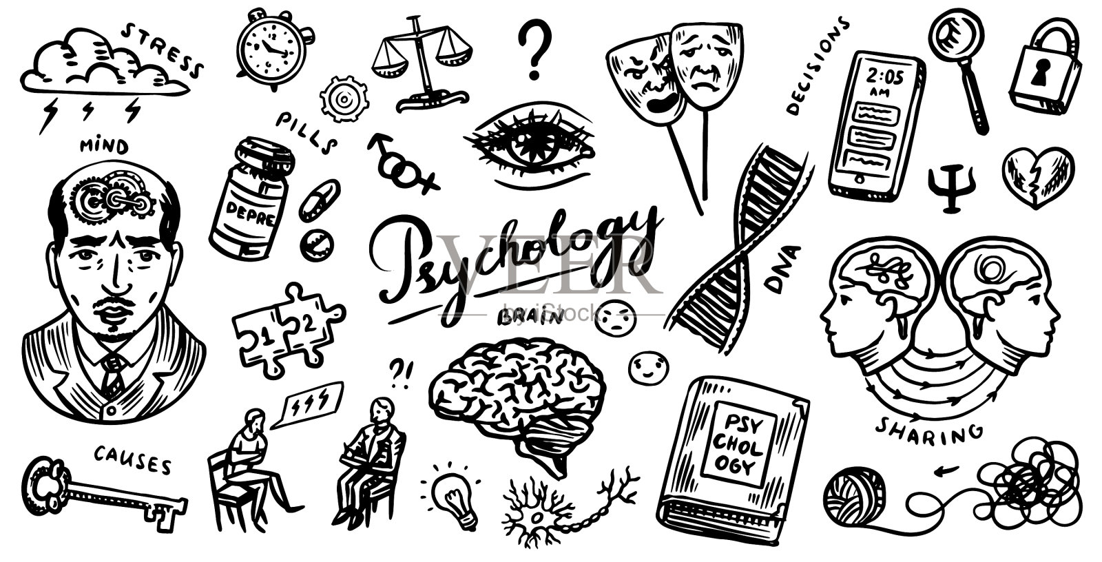 心理科学符号心理学家在线插画图片素材