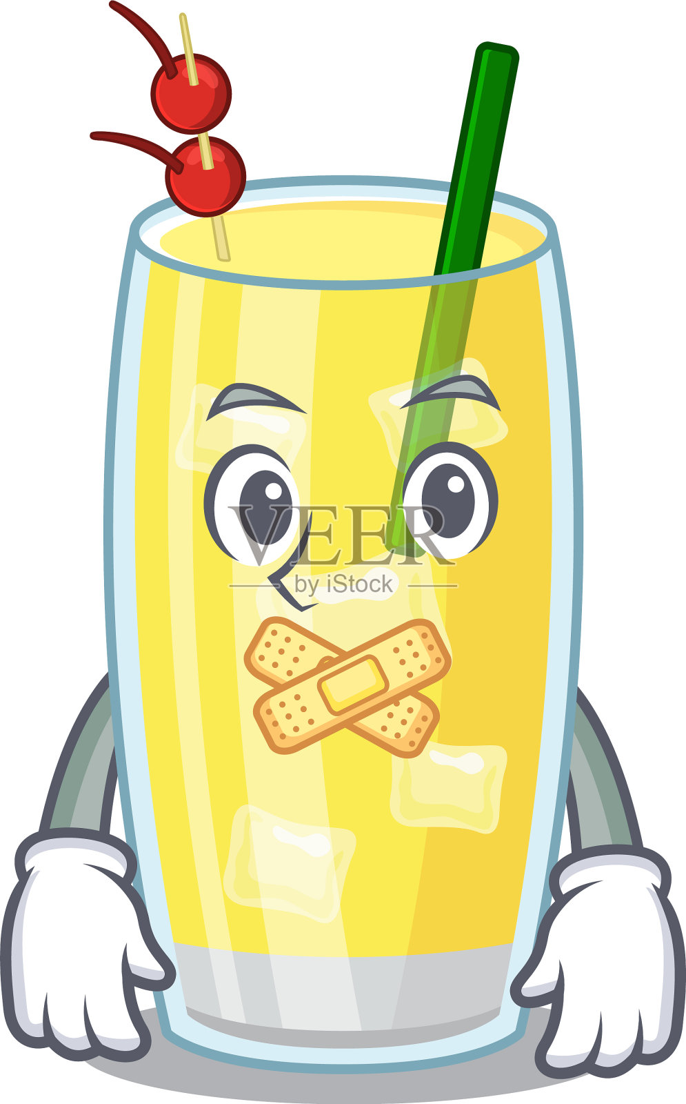 菠萝朗姆酒鸡尾酒卡通人物风格设计元素图片