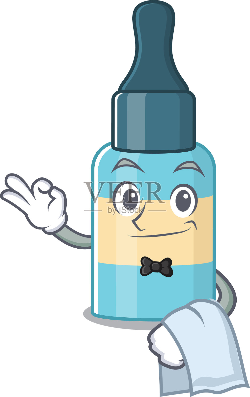 漫画中的发油服务员用白色餐巾设计元素图片