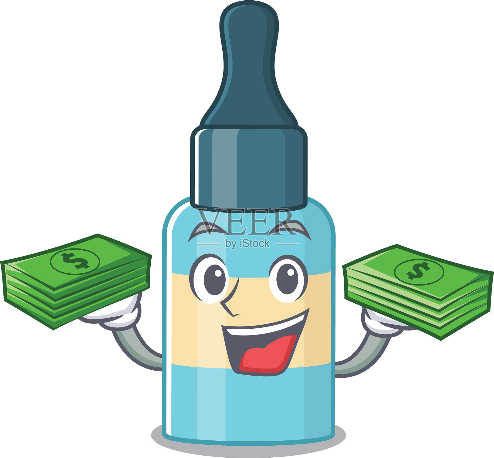 富有的发油卡通有很多钱在手设计元素图片